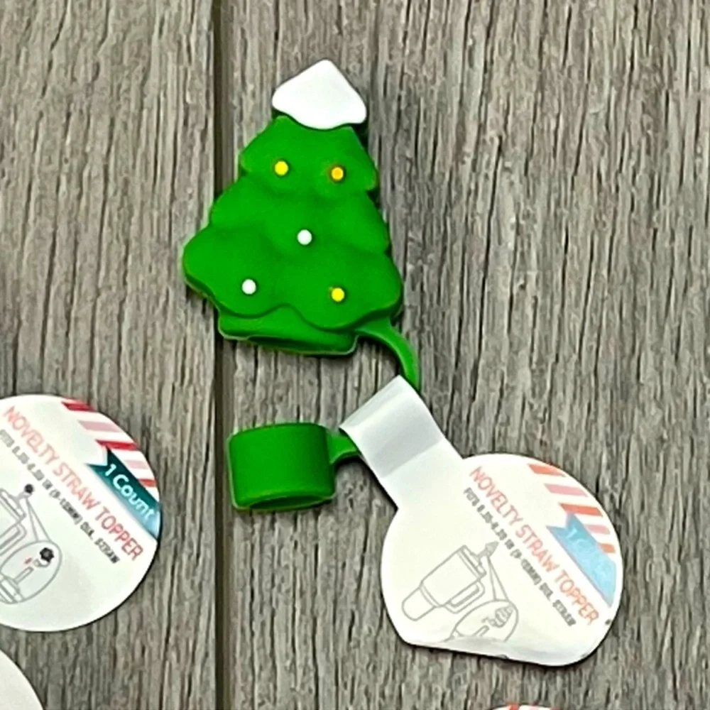 NWT Target Bullseye Playground Christmas Tree Novelty Green Straw Topper Cover
